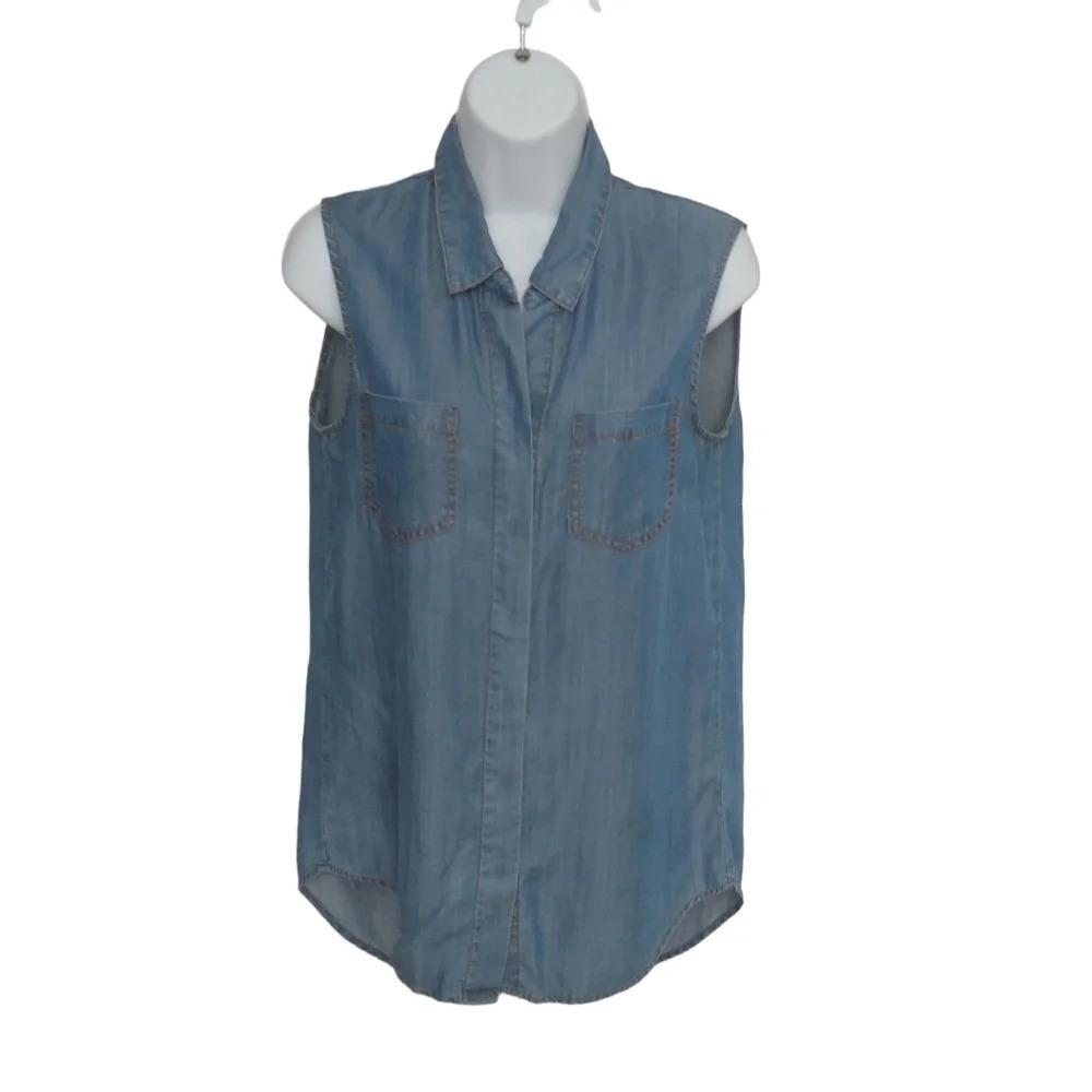 Velvet Heart Denim Jean Work Shirt Blue M
